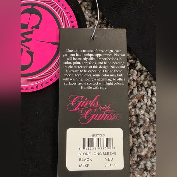 Girls With Guns- GWG- Rhinestone Long Sleeve T- Size Medium - Picture 5 of 7
